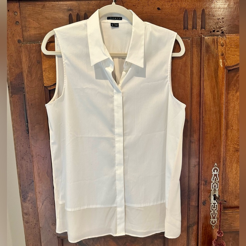 Theory Sleeveless White button down